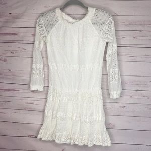 White Faux Lace Dress Girls XL Great for Spring